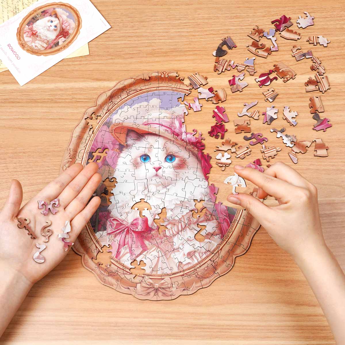 Rowood Springtime Kitty Portrait Wooden Jigsaw Puzzle - Tranh ghép gỗ 3D - Rolife