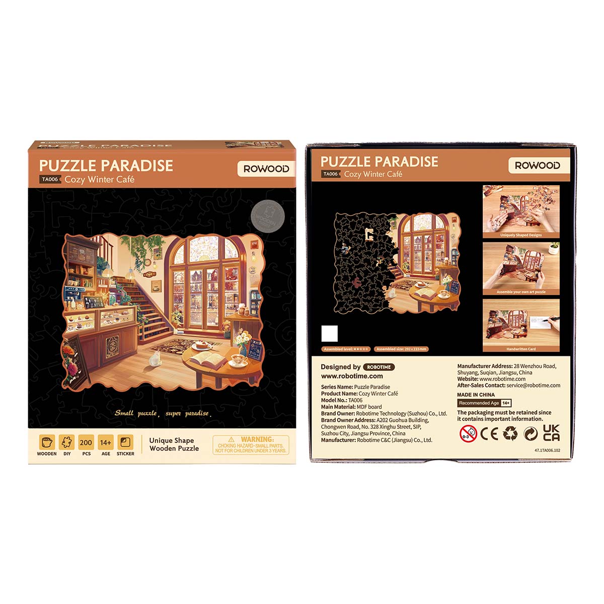 Rowood Cozy Winter Café Wooden Jigsaw Puzzle - Tranh ghép gỗ 3D - Rolife