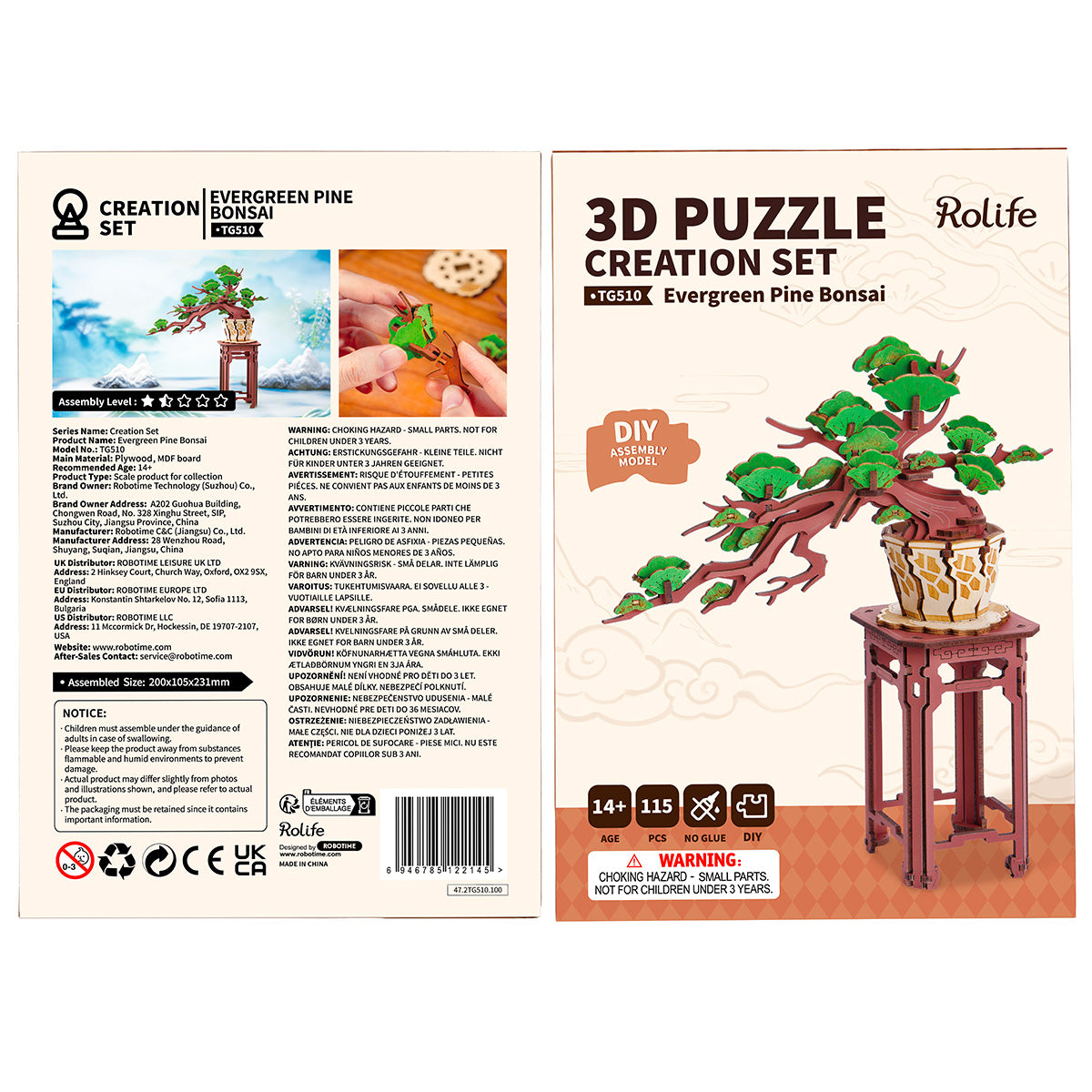 Rolife 3D Wooden Puzzle - Evergreen Pine Bonsai TG510 - Mô hình lắp ráp gỗ 3D Cây thông Bonsai - Rolife