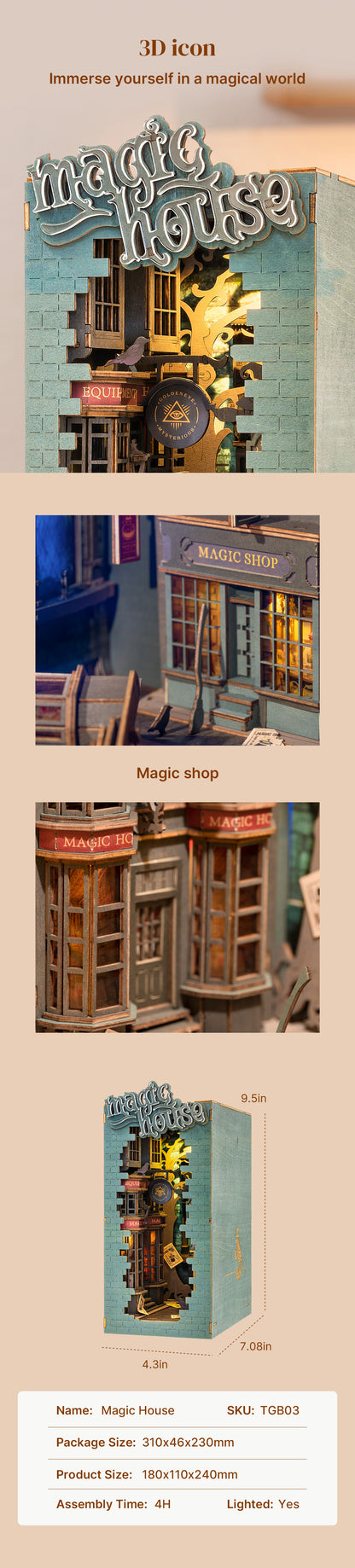 Rolife Book Nook Shelf Insert - Magic House TGB03 - Mô hình nhà gỗ DIY lắp ráp - Rolife TGB03