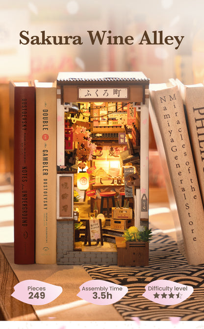 Rolife Book Nook Shelf Insert - Sakura Wine Alley TGB11 - Mô hình gỗ 3D tự lắp ráp - Rolife
