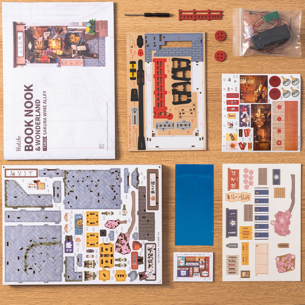 Rolife Book Nook Shelf Insert - Sakura Wine Alley TGB11 - Mô hình gỗ 3D tự lắp ráp - Rolife