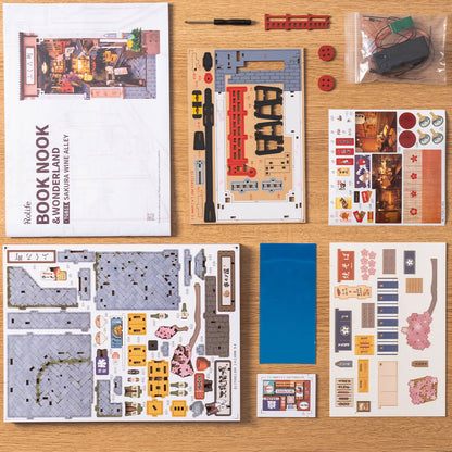 Rolife Book Nook Shelf Insert - Sakura Wine Alley TGB11 - Mô hình gỗ 3D tự lắp ráp - Rolife