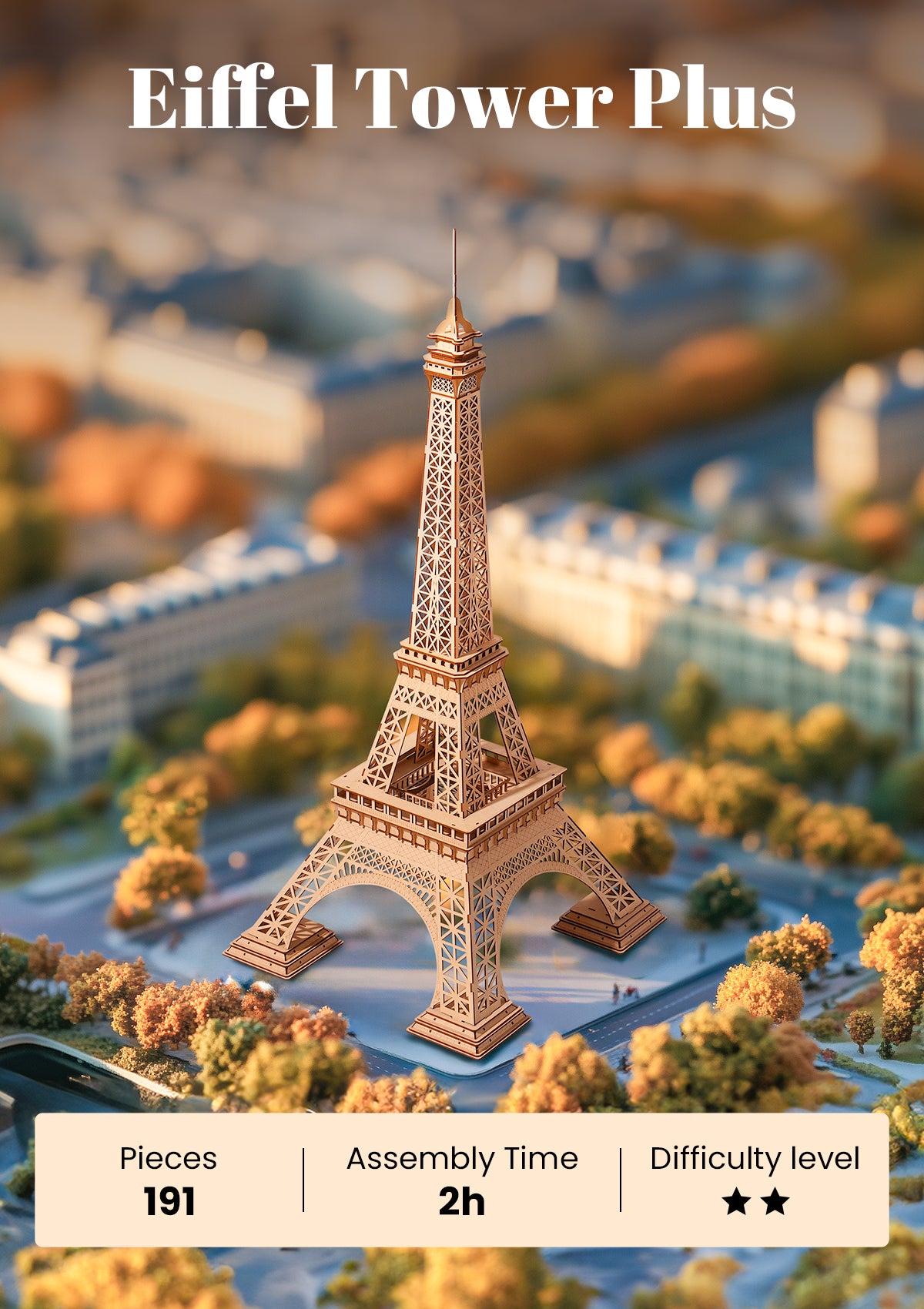 Rolife 3D Wooden Puzzle - Eiffel Tower Plus TGC02 - Mô hình gỗ lắp ráp 3D - Rolife