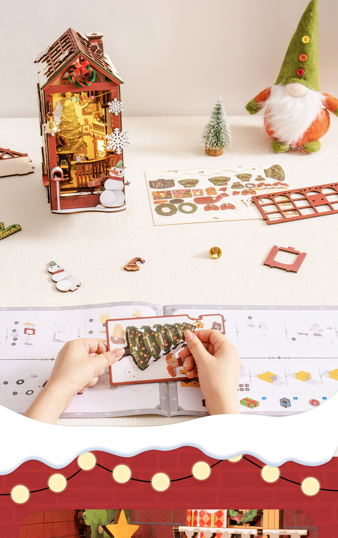 Rolife DIY Book Nook Insert - Christmas Indoor Scene TGC07 - Mô hình gỗ 3D lắp ráp - Rolife