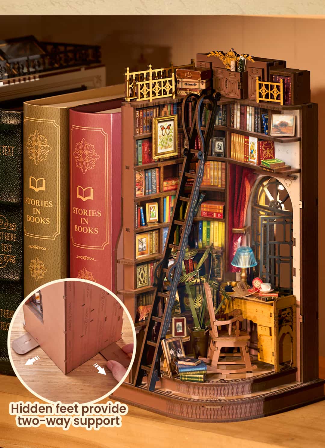 Rolife Book Nook Shelf Insert - Silent Corner Study TGE02 - Mô hình lắp ráp gỗ DIY - Rolife