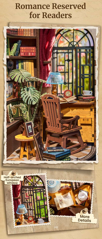 Rolife Book Nook Shelf Insert - Silent Corner Study TGE02 - Mô hình lắp ráp gỗ DIY - Rolife