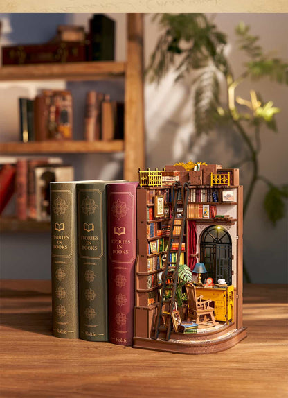 Rolife Book Nook Shelf Insert - Silent Corner Study TGE02 - Mô hình lắp ráp gỗ DIY - Rolife