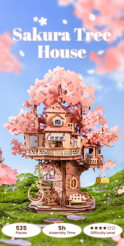 Rolife Sakura Tree House DIY 3D Puzzle TGS04 - Mô hình gỗ 3D lắp ráp - Rolife