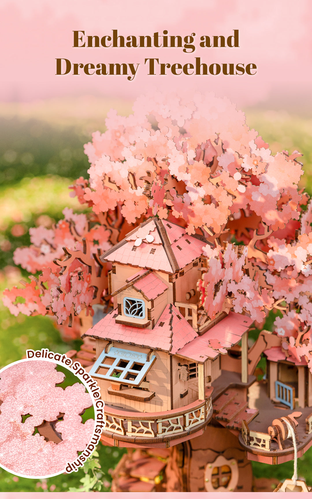 Rolife Sakura Tree House DIY 3D Puzzle TGS04 - Mô hình gỗ 3D lắp ráp - Rolife
