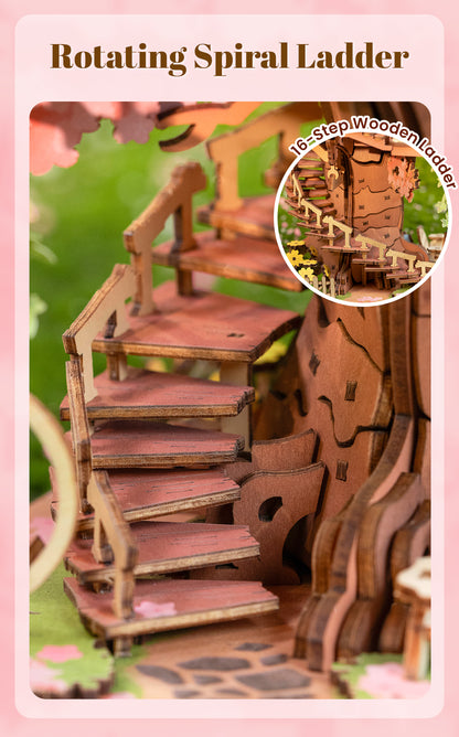 Rolife Sakura Tree House DIY 3D Puzzle TGS04 - Mô hình gỗ 3D lắp ráp - Rolife