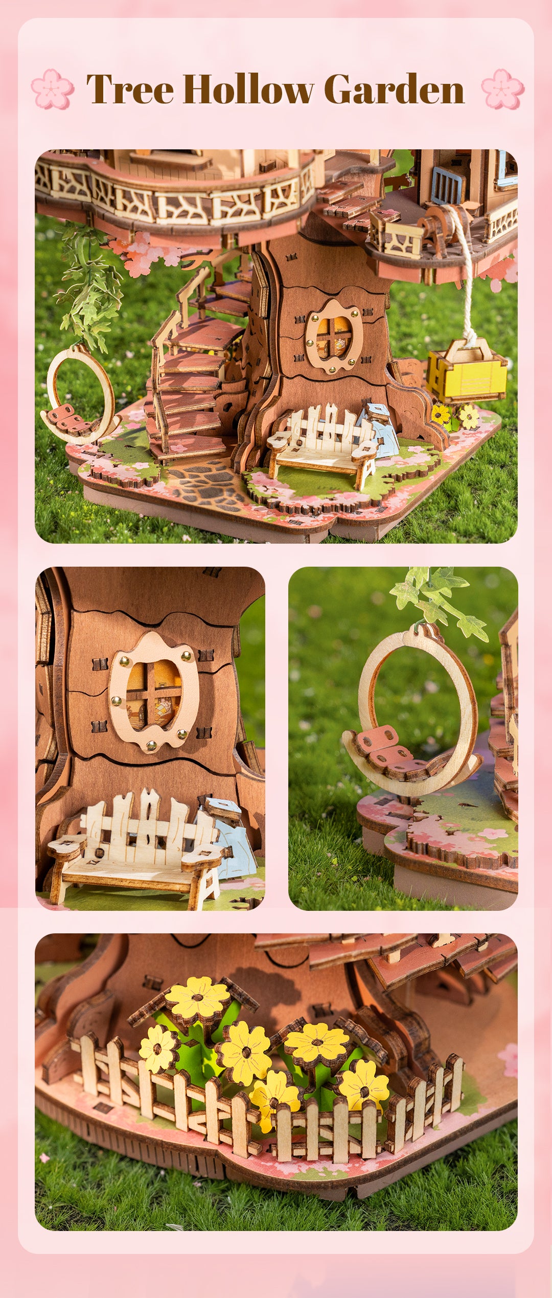 Rolife Sakura Tree House DIY 3D Puzzle TGS04 - Mô hình gỗ 3D lắp ráp - Rolife