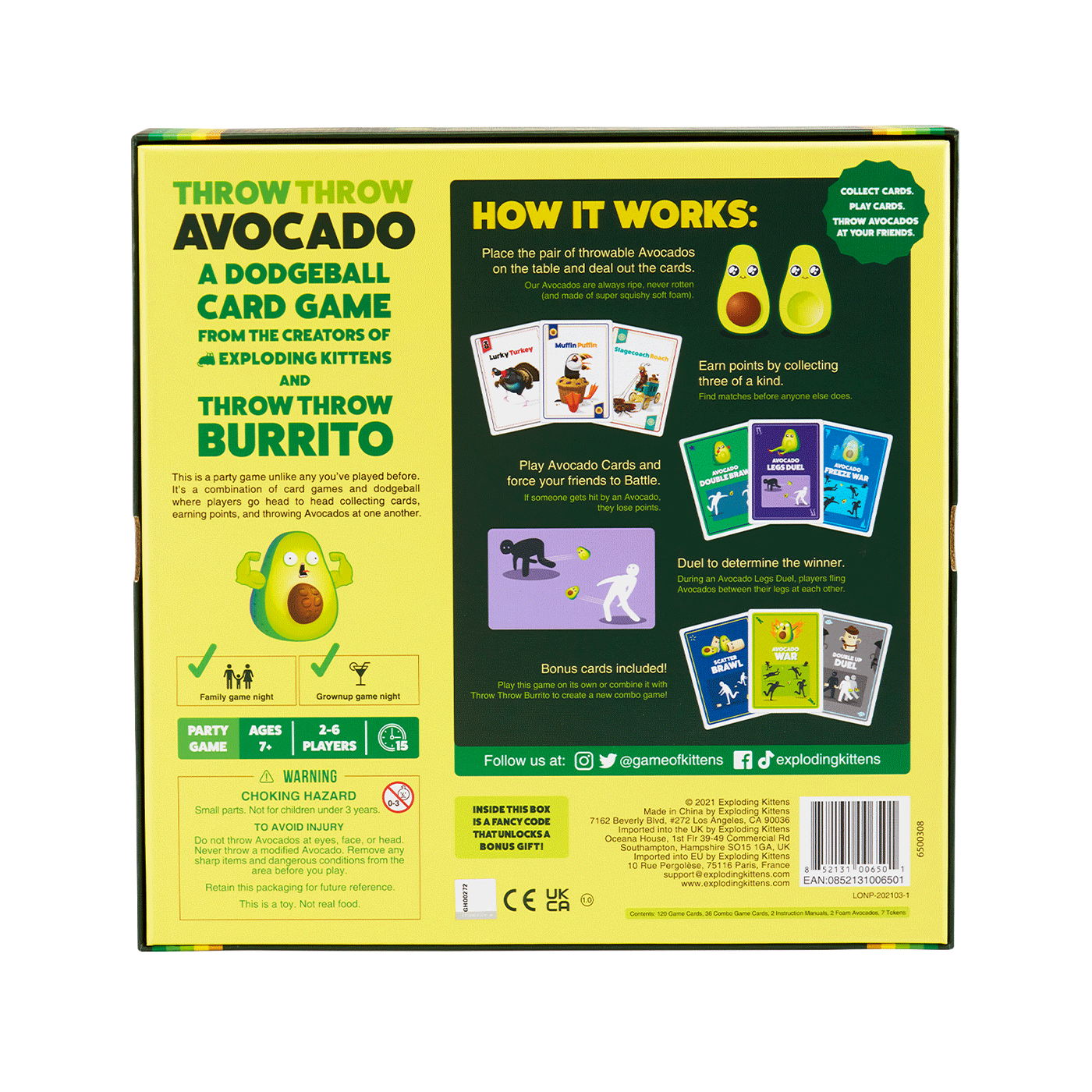 Throw Throw Avocado - Trò chơi thẻ bài né bóng - Exploding Kittens