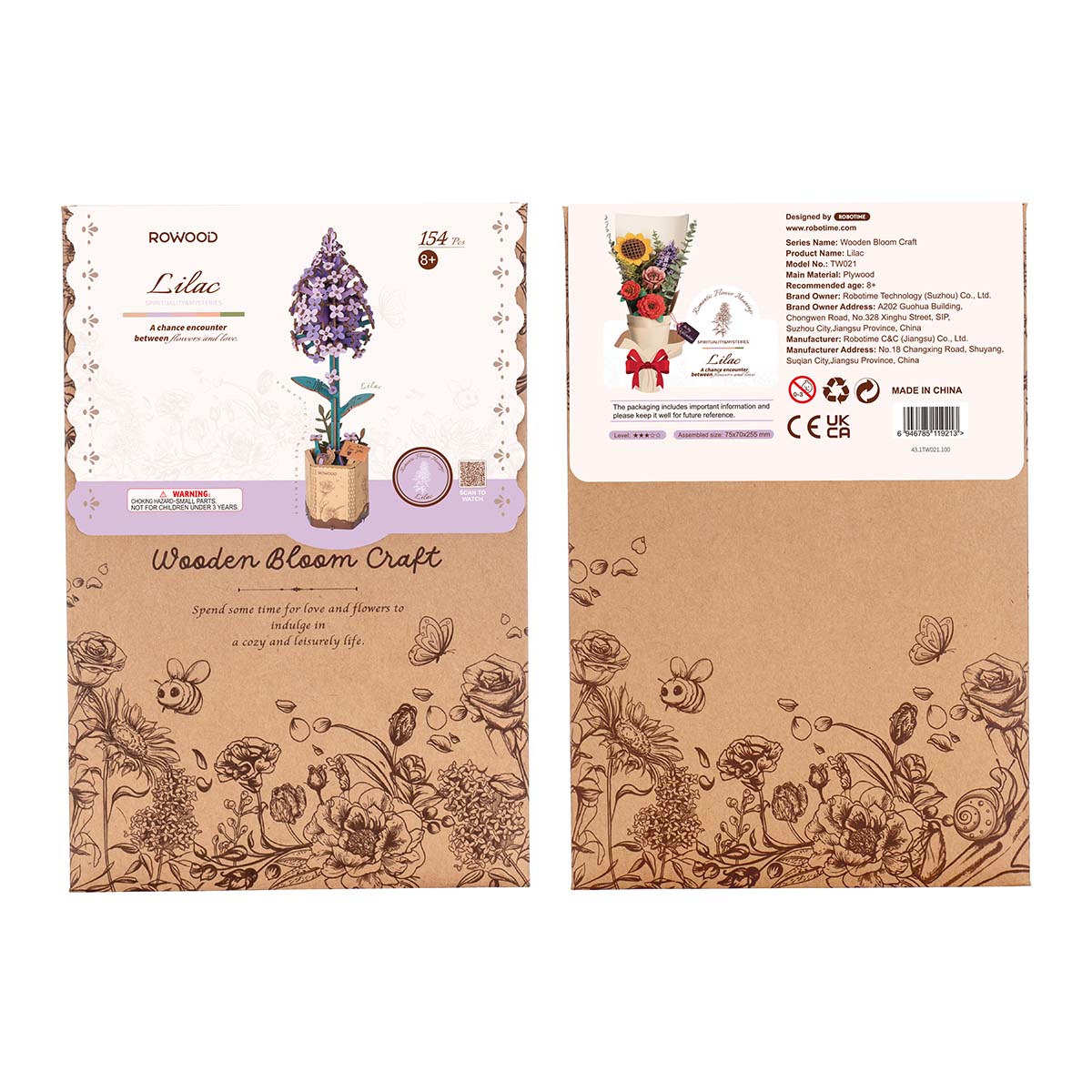 Rowood DIY Wooden Flower Lilac TW021 - Mô hình hoa gỗ lắp ráp - Rolife