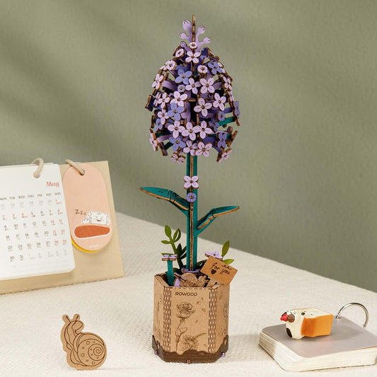 Rowood DIY Wooden Flower Lilac TW021 - Mô hình hoa gỗ lắp ráp - Rolife
