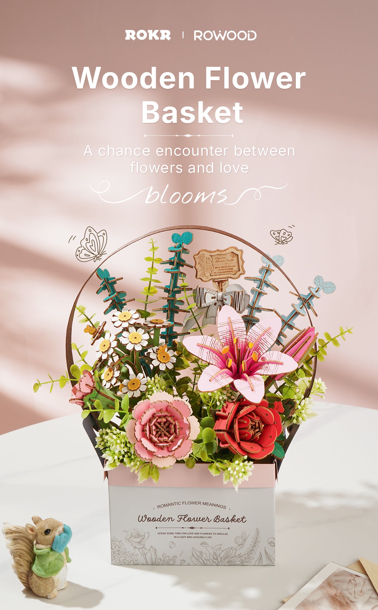 Rowood DIY 3D Puzzle - Wooden Flower Basket TW03H - Mô hình gỗ 3D tự lắp ráp - Rolife