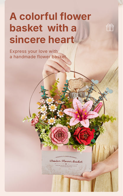 Rowood DIY 3D Puzzle - Wooden Flower Basket TW03H - Mô hình gỗ 3D tự lắp ráp - Rolife