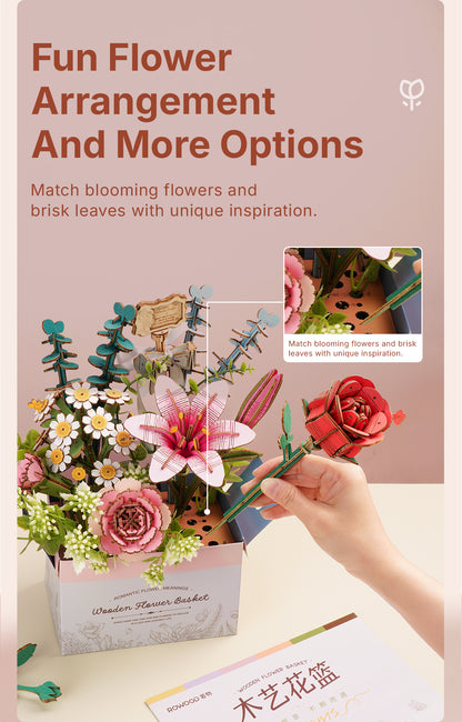 Rowood DIY 3D Puzzle - Wooden Flower Basket TW03H - Mô hình gỗ 3D tự lắp ráp - Rolife