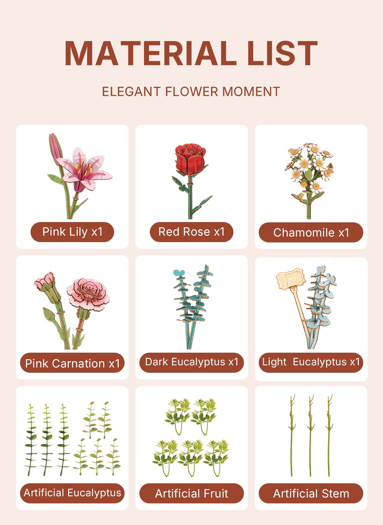 Rowood DIY 3D Puzzle - Wooden Flower Basket TW03H - Mô hình gỗ 3D tự lắp ráp - Rolife