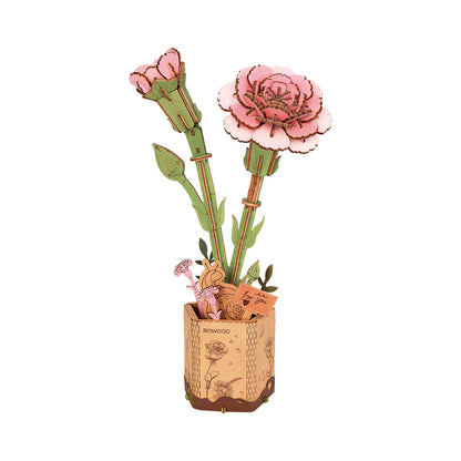 Rowood DIY Wooden Flower Pink Carnation TW051 - Mô hình lắp ráp hoa cẩm chướng gỗ - Rolife