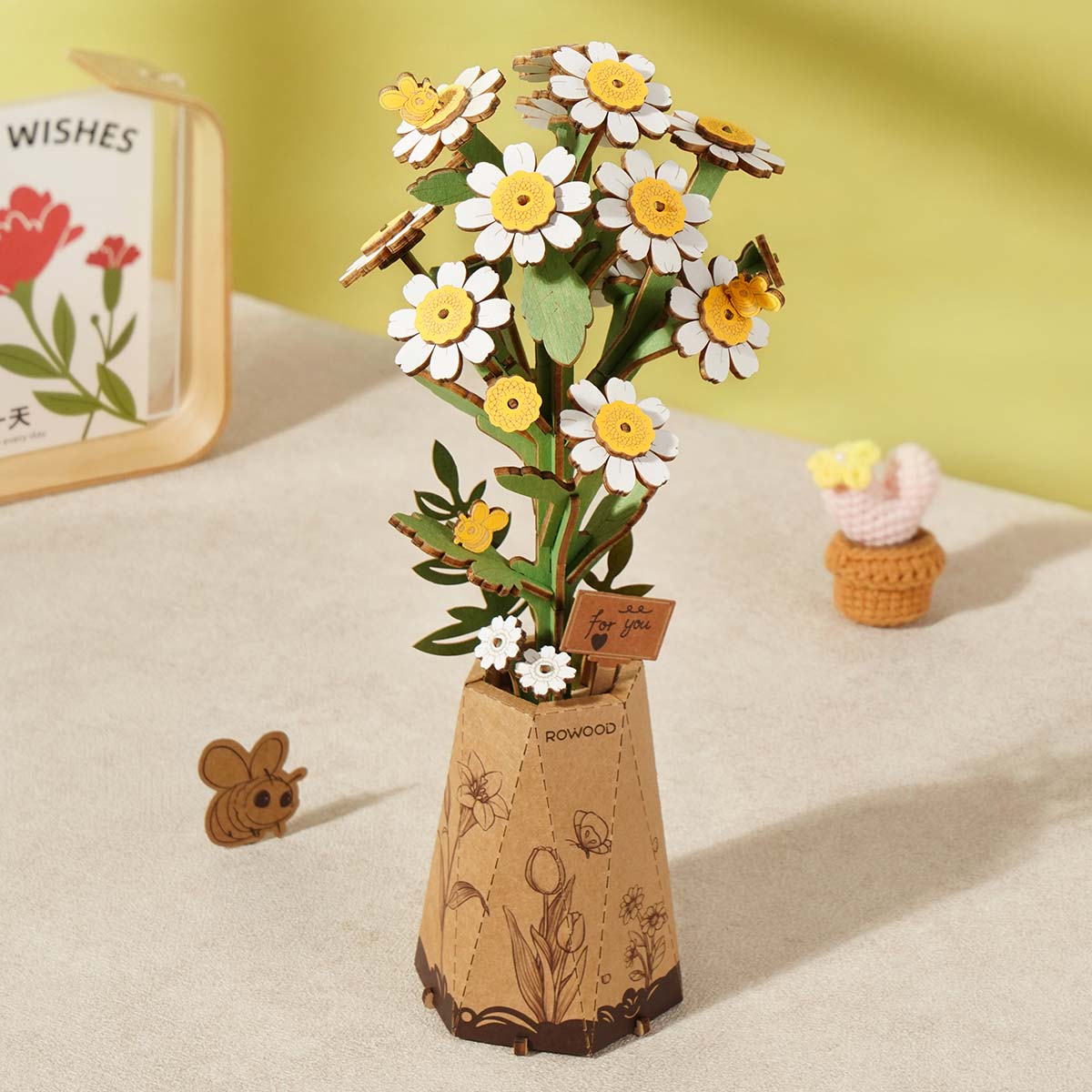 Rowood DIY Wooden Flower Chamomile TW061 - Mô hình hoa gỗ 3D lắp ráp - Rolife