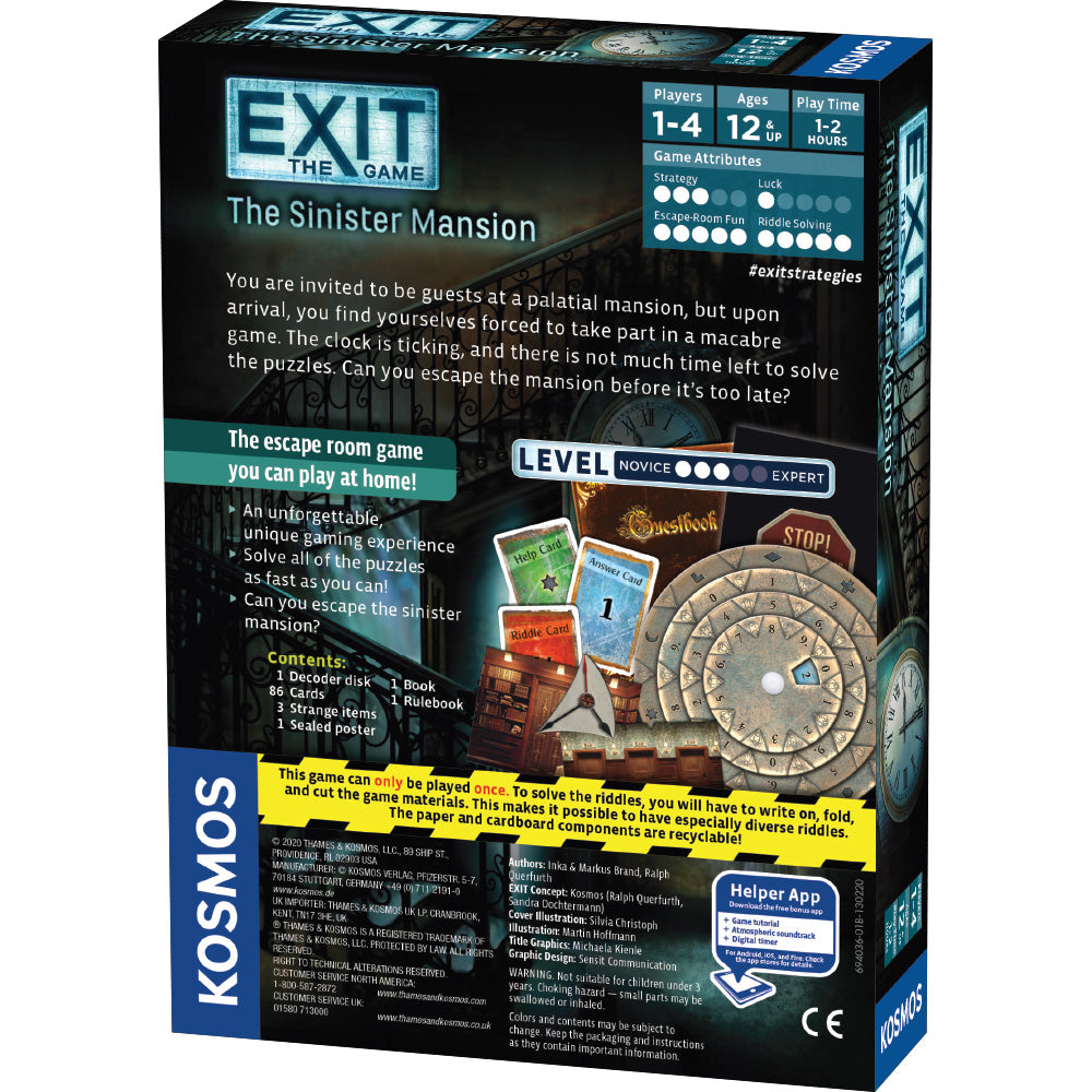 EXIT: The Sinister Mansion - Trò Chơi Board Game Giải Đố Thoát Hiểm - Thames & Kosmos - Góc nhìn khác 3