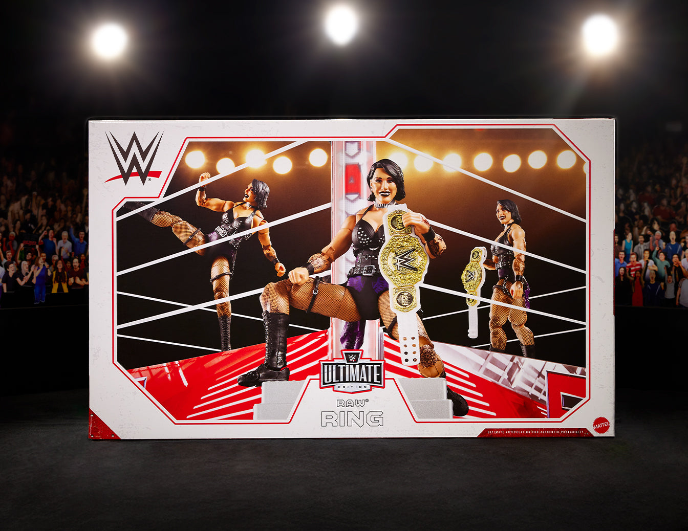 WWE Ultimate Edition RAW Ring and WWE Superstar Rhea Ripley Figure - Bộ Võ Đài và Mô Hình Sưu Tầm - Mattel