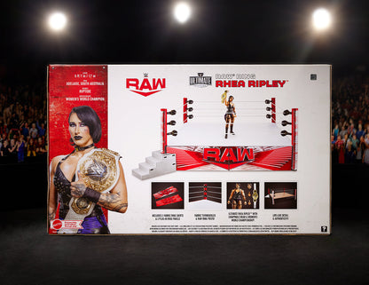 WWE Ultimate Edition RAW Ring and WWE Superstar Rhea Ripley Figure - Bộ Võ Đài và Mô Hình Sưu Tầm - Mattel