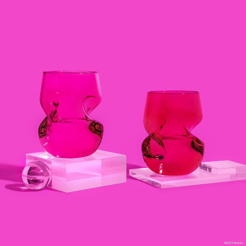 Barbie™ X Dragon Glassware® Stemless Wine Glasses | Bộ 2 Ly Rượu Vang Pha Lê Cao Cấp | Dragon Glassware