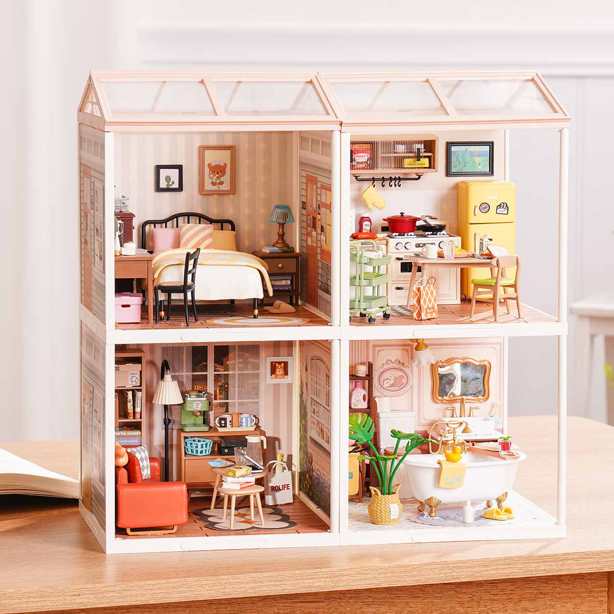 Rolife Super Creator 4-in-1 DIY House - Four Grid Display Layout - Mô hình nhà búp bê lắp ráp - Rolife