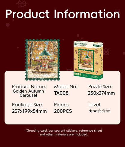 Rowood Golden Autumn Carousel Wooden Jigsaw Puzzle TA008 - Mô hình lắp ráp gỗ 3D Vòng quay ngựa gỗ - Rolife