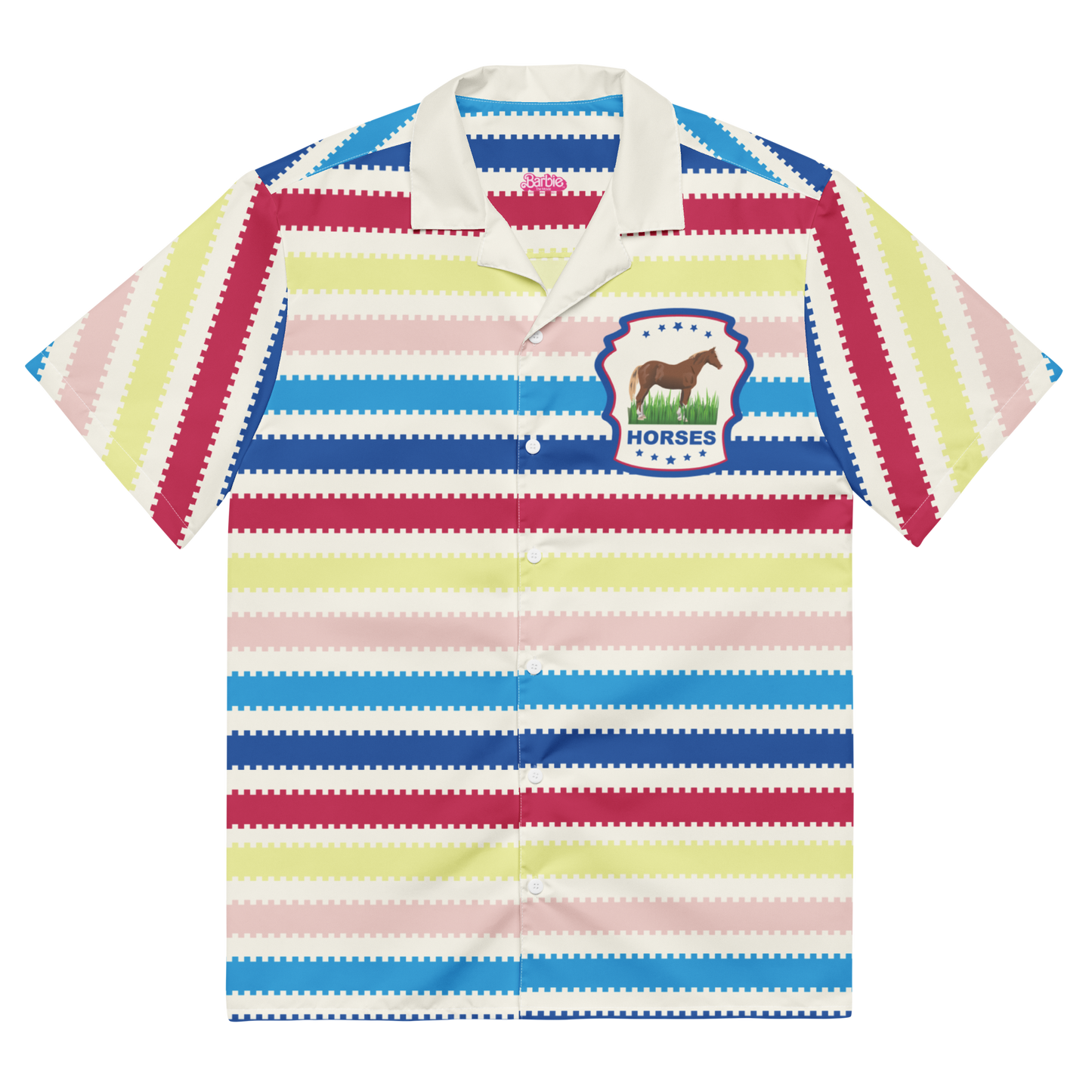 Beach Allan Button Front Shirt - Barbie the Movie Áo Sơ Mi Sọc Unisex Mattel Creations - Hình ảnh sản phẩm