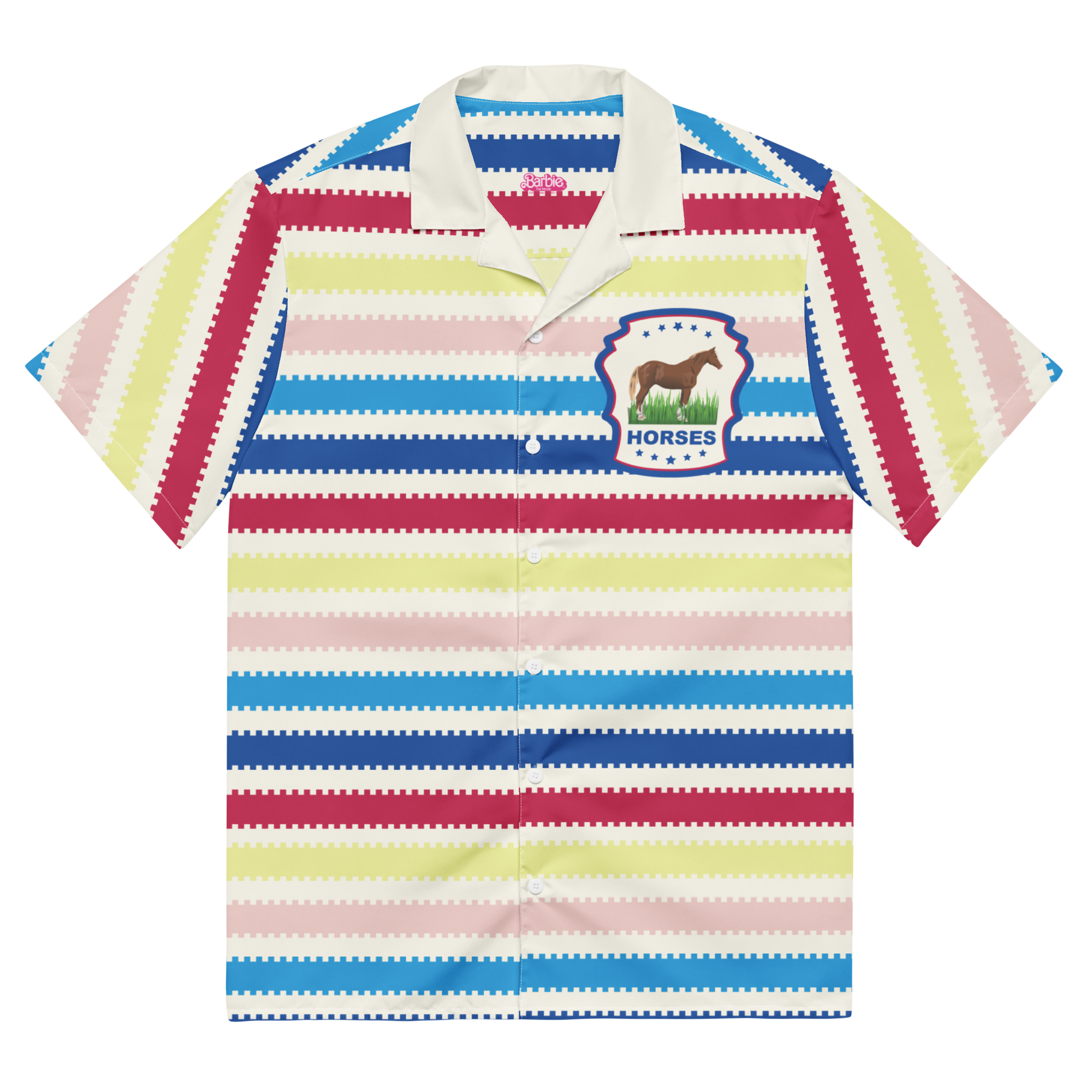 Beach Allan Button Front Shirt - Barbie the Movie Áo Sơ Mi Sọc Unisex Mattel Creations - Hình ảnh sản phẩm