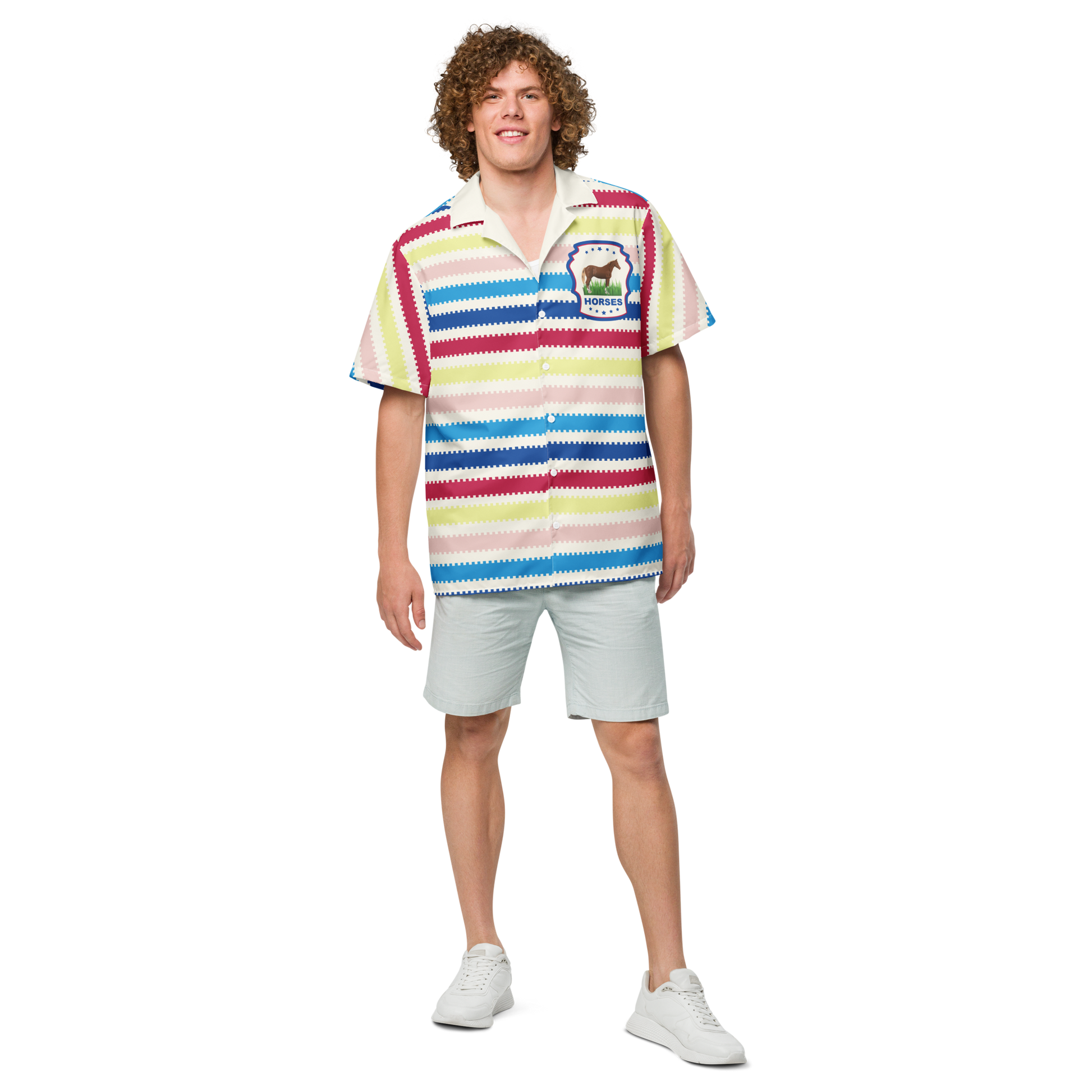 Beach Allan Button Front Shirt - Barbie the Movie Áo Sơ Mi Sọc Unisex Mattel Creations - Hình ảnh bổ sung 4
