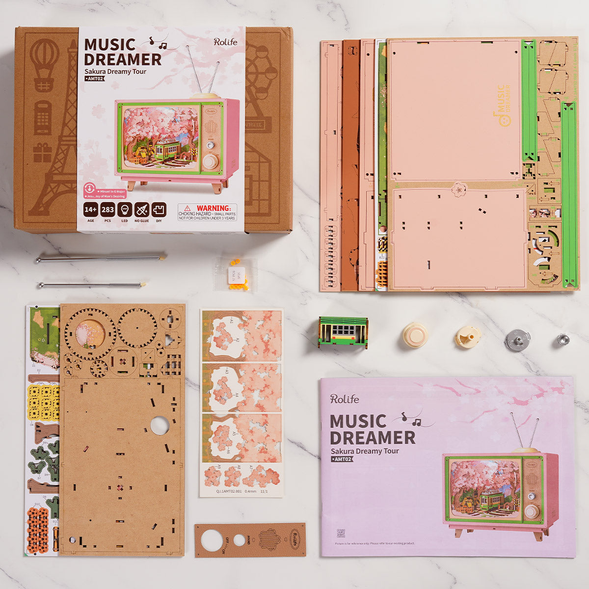 Rolife DIY Music Box - Sakura Dreamy Tour AMT02 - Mô hình gỗ hộp nhạc tự lắp ráp - Rolife