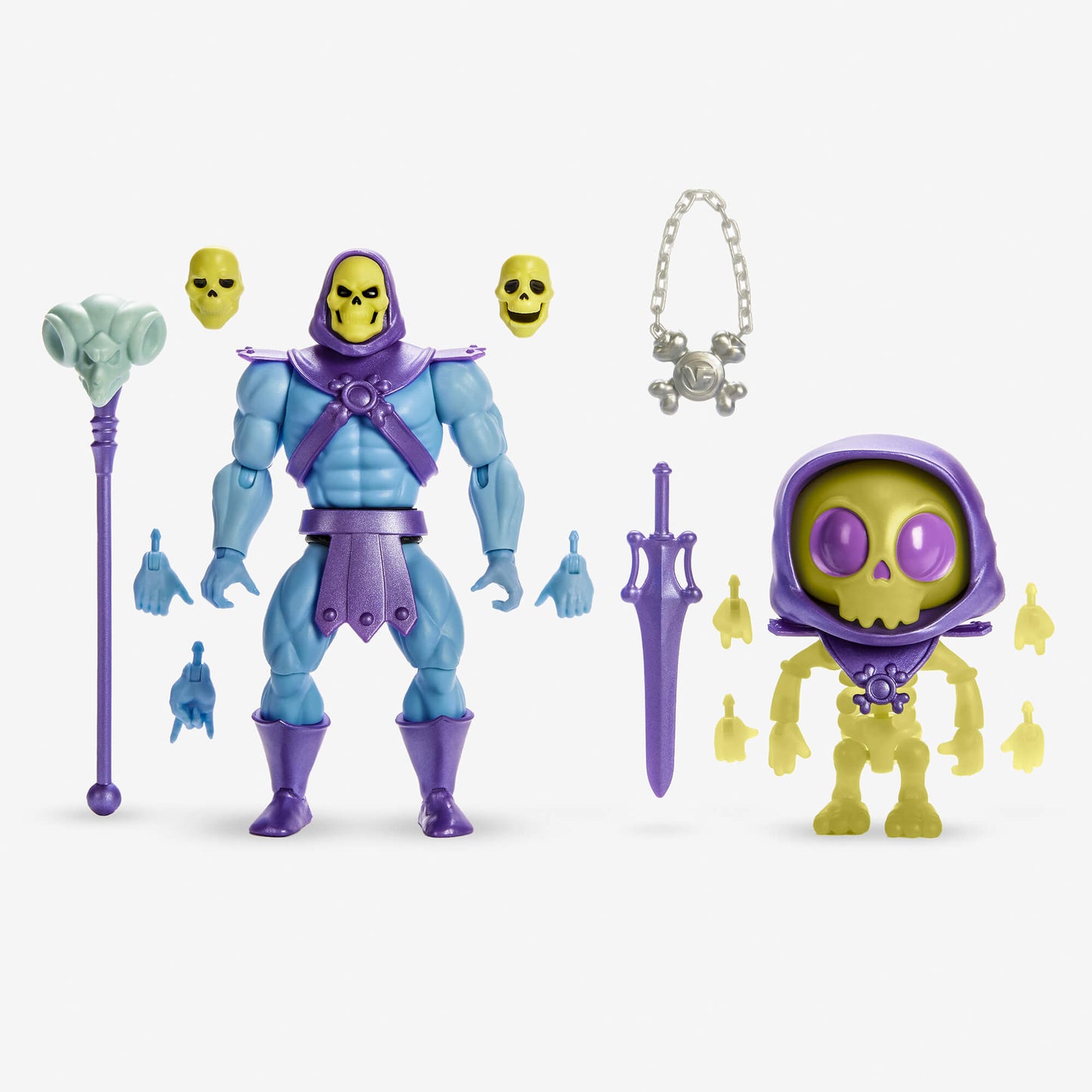 Masters of the Universe Skeletor x VeeFriends Skilled Skeleton 2-Pack - Bộ 2 Mô Hình Khớp Cử Động Mattel Creations