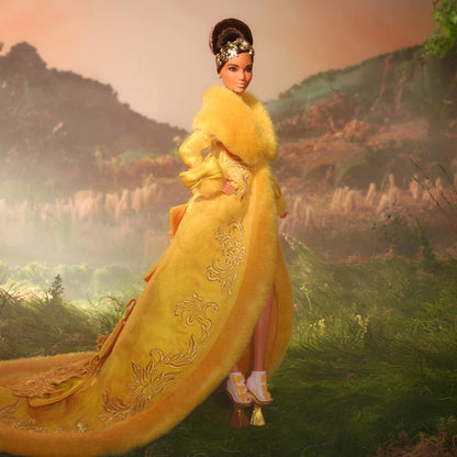 Guo Pei Barbie Doll Wearing Golden-Yellow Gown - Búp bê Sưu tầm Cao cấp Barbie Signature Barbie Signature - ảnh 4 - Collectib
