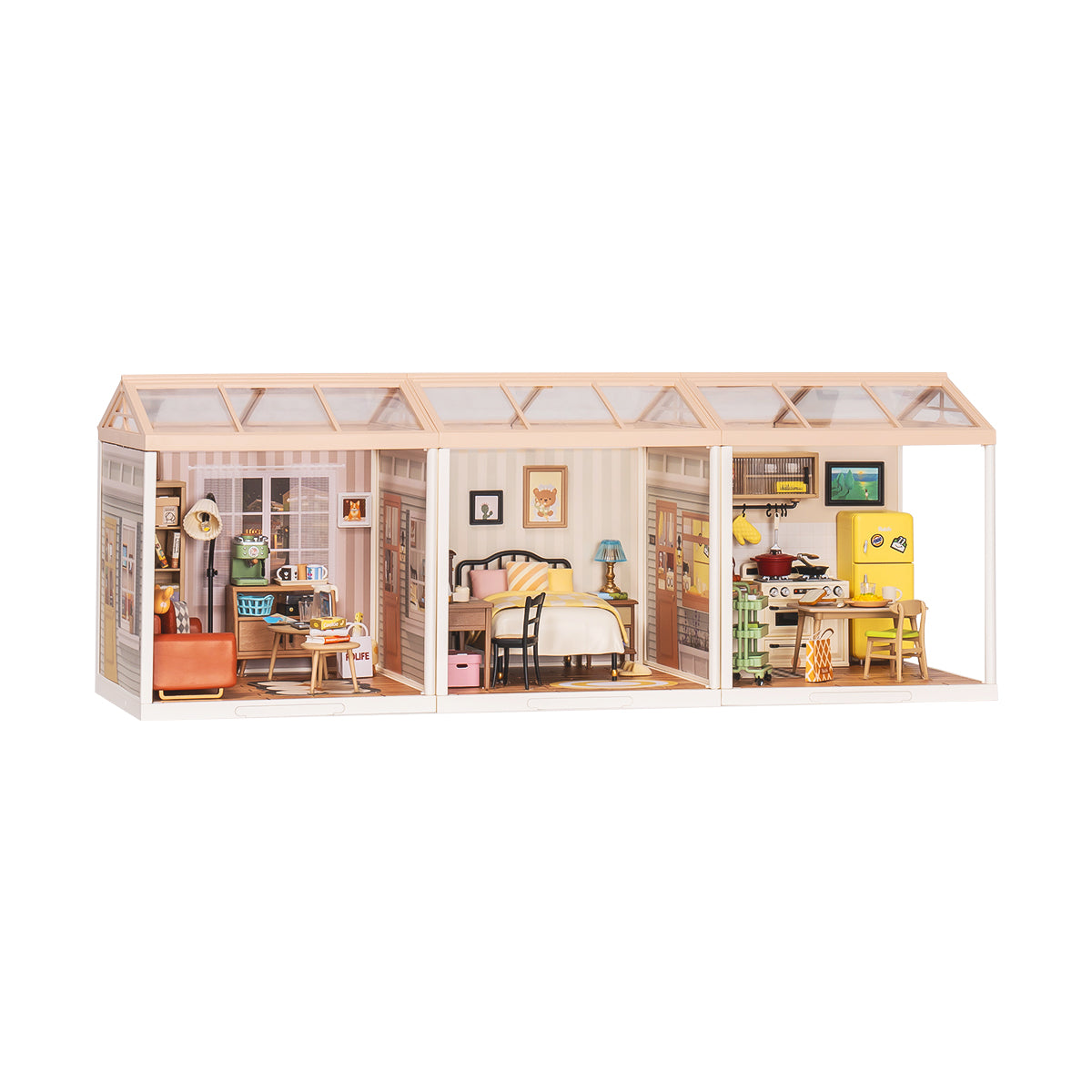 Rolife Super Creator Plastic DIY Mini House 3 in 1 (Horizontal Version) - Mô hình nhà búp bê mini bằng nhựa lắp ráp - Rolife