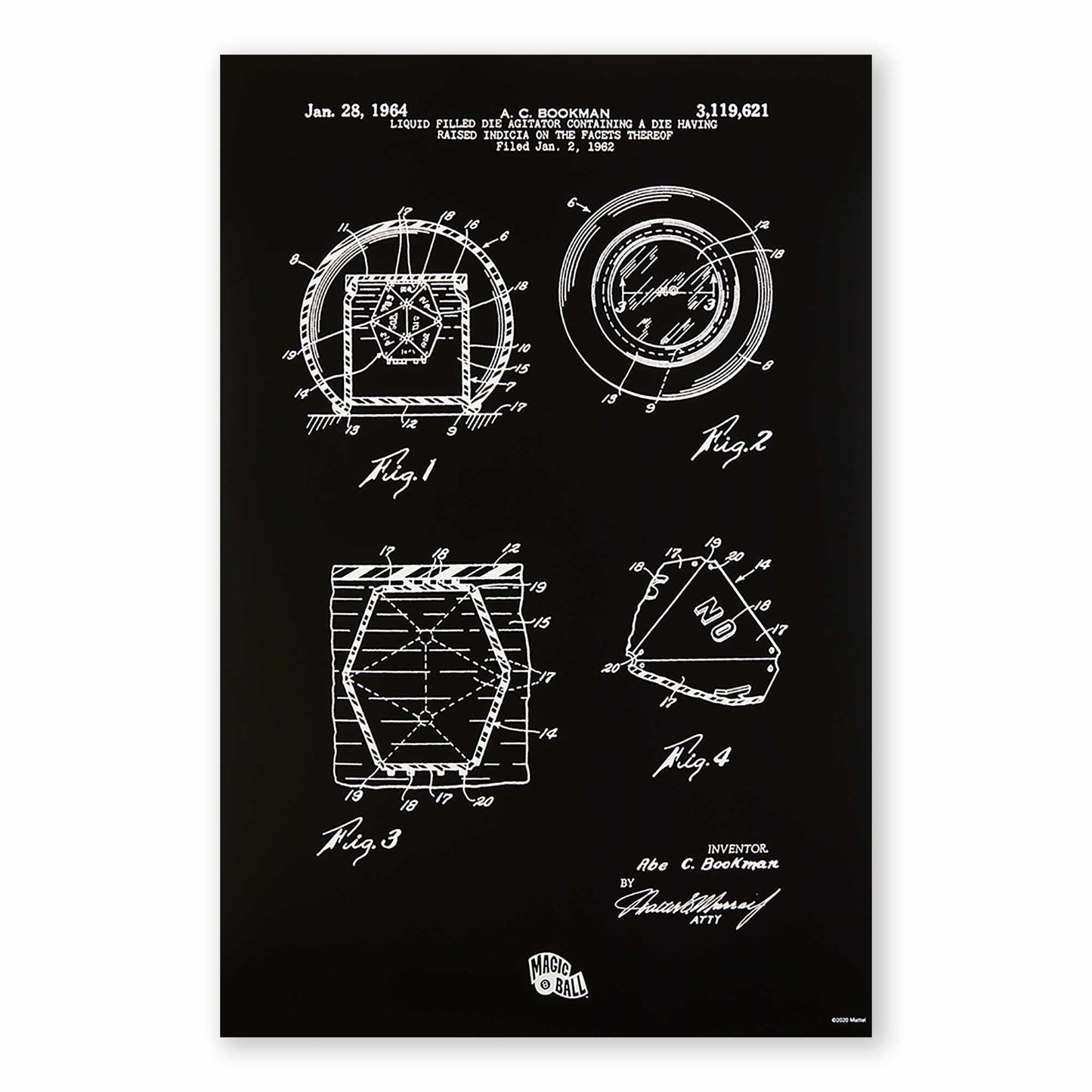 Art of Engineering Magic 8 Ball Print - Tranh In Sơ Đồ Kỹ Thuật - Mattel Creations - Hình ảnh chi tiết 2
