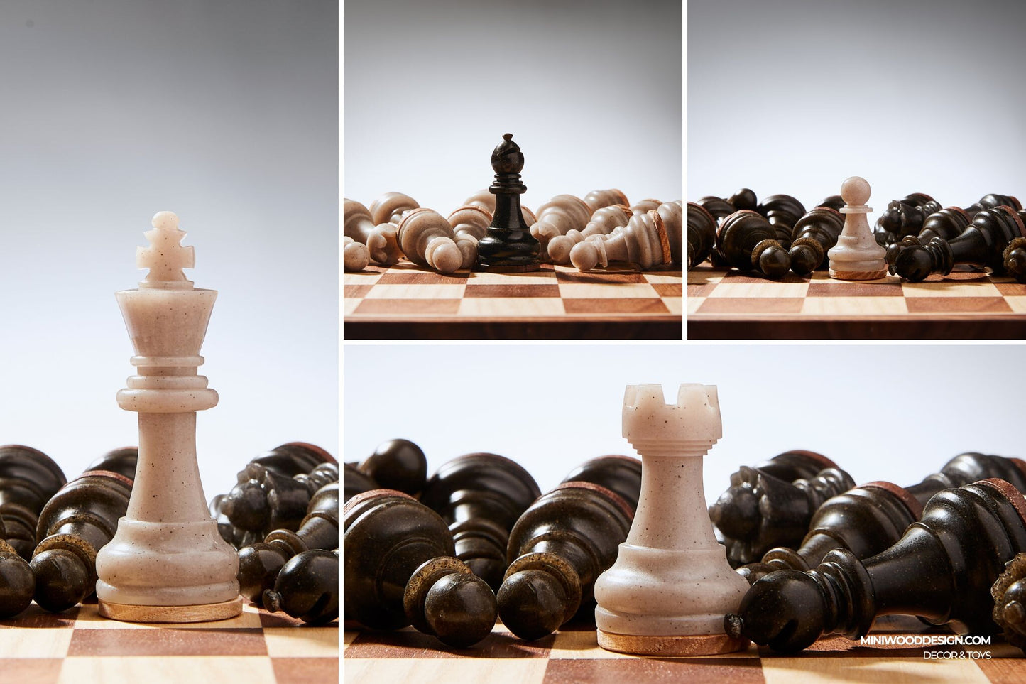 Cờ Vua Gỗ & Resin - Bàn cờ vua mini thủ công cao cấp - Miniwood Design
