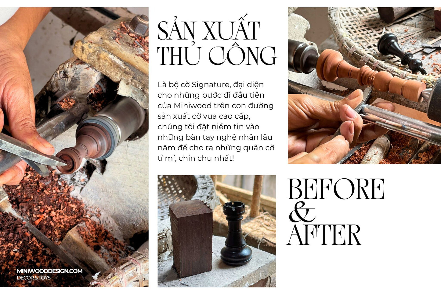 Cờ Vua Gỗ Signature - Bộ cờ vua cao cấp gỗ Walnut & Maple - Miniwood Design