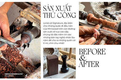 Cờ Vua Gỗ Signature - Bộ cờ vua cao cấp gỗ Walnut & Maple - Miniwood Design