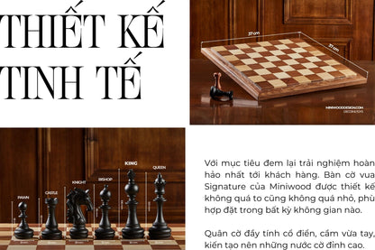 Cờ Vua Gỗ Signature - Bộ cờ vua cao cấp gỗ Walnut & Maple - Miniwood Design