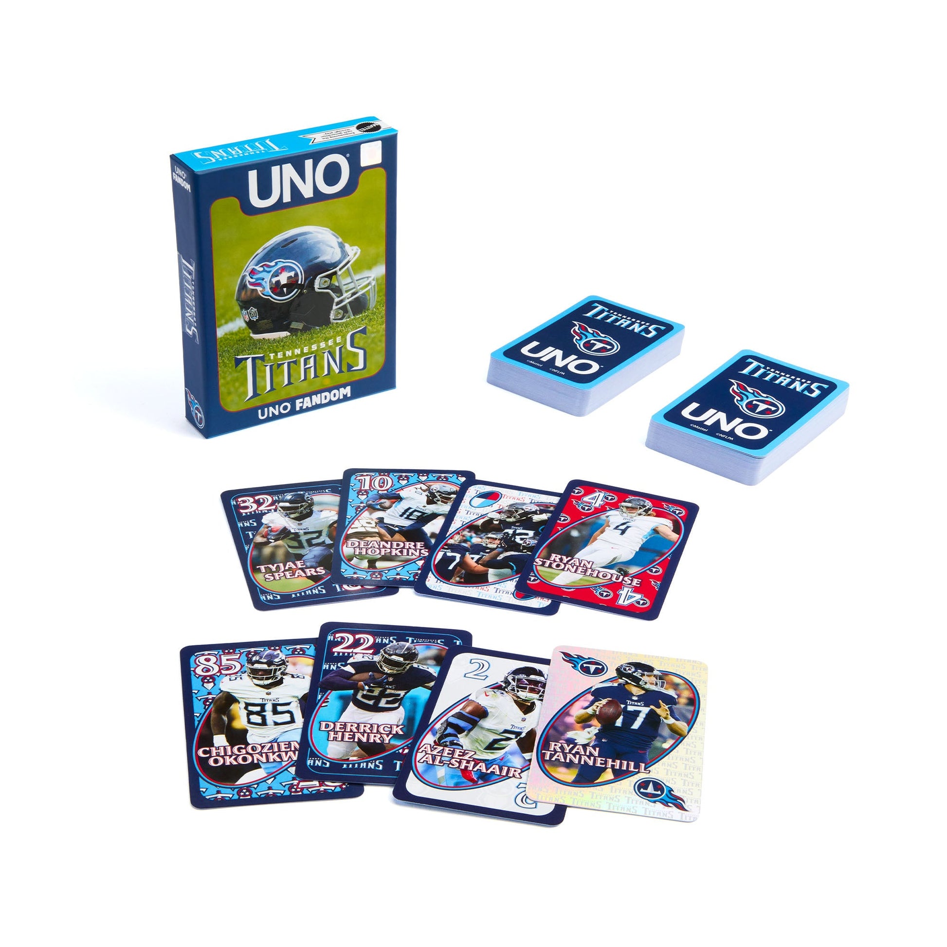 UNO Fandom NFL Tennessee Titans Game Deck - Bộ Bài Thẻ Bài Thể Thao - Mattel JDK25 - Hình ảnh sản phẩm