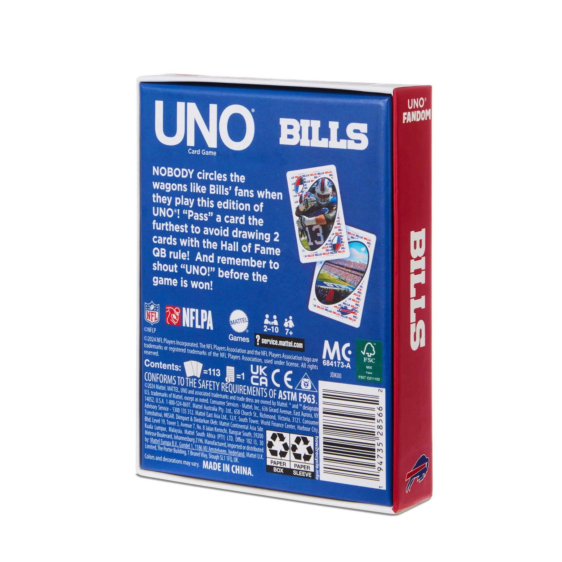 UNO Fandom NFL Buffalo Bills Game Deck - Bộ Bài UNO Thể Thao Sưu Tầm - Mattel Creations Mattel - Board games thẻ bài