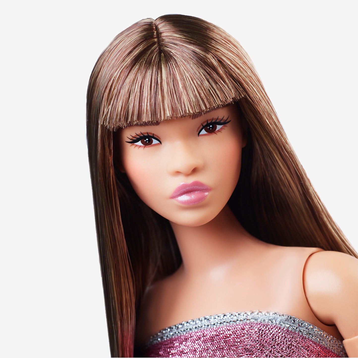 Barbie Looks Doll #24 (Curvy, Long Brown Hair) - Búp Bê Thời Trang Cao Cấp - Barbie Signature HRM16 - Hình ảnh bổ sung 7