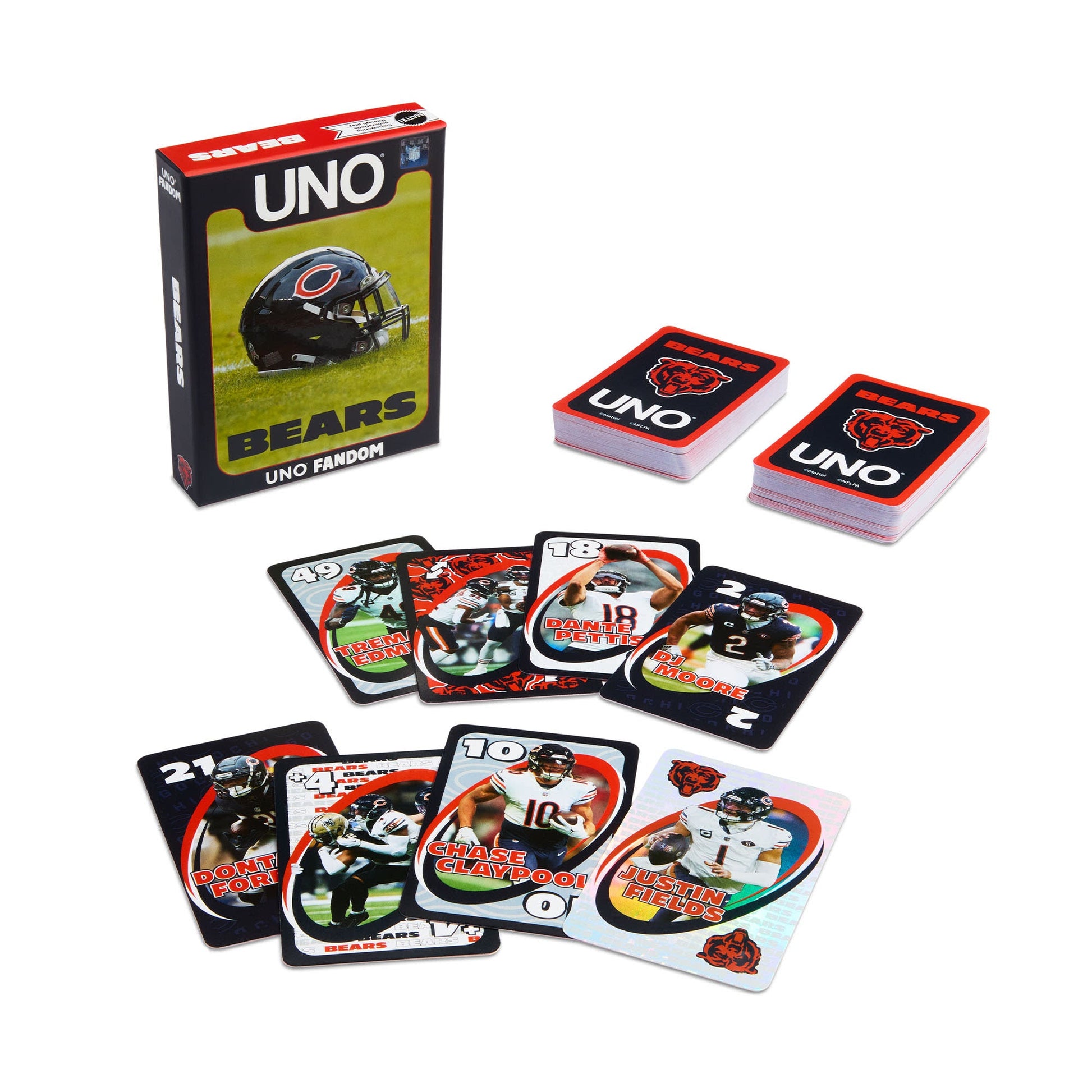 UNO Fandom NFL Chicago Bears Game Deck - Bộ Bài Thẻ Bài Thể Thao Sưu Tầm Mattel - Hình ảnh sản phẩm