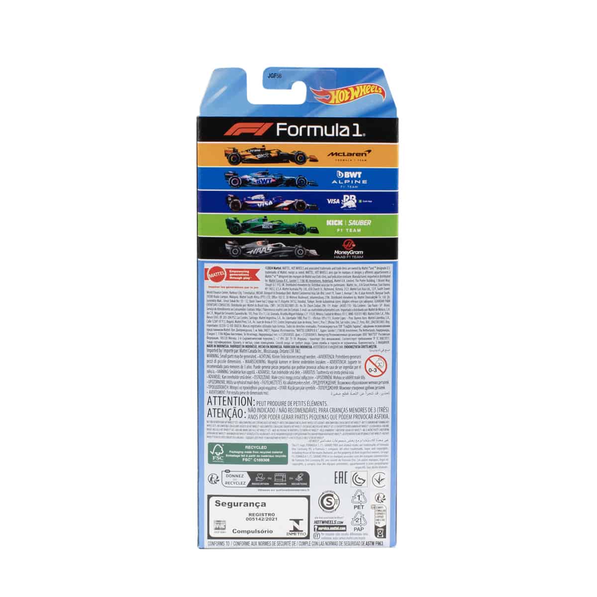 Set of 5 Hot Wheels F1 racing cars - Bộ 5 Mô Hình Xe Đua Formula 1 - Hot Wheels JGF58