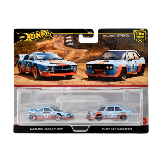 Supercar Duo Premium Lancia Rally 037/ Fiat 131 Abarth - Bộ đôi siêu xe mô hình 1:64 - Hot Wheels HBL96