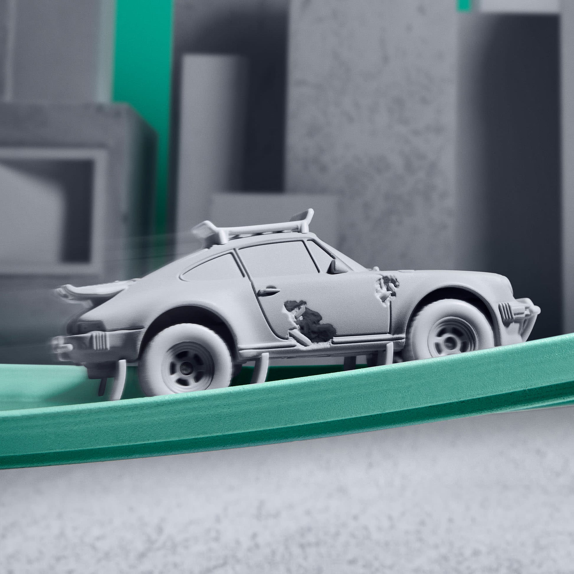 Hot Wheels x Daniel Arsham Eroded Porsche Safari - Mô Hình Xe 1:64 Giới Hạn Mattel Creations - Góc nhìn khác 3